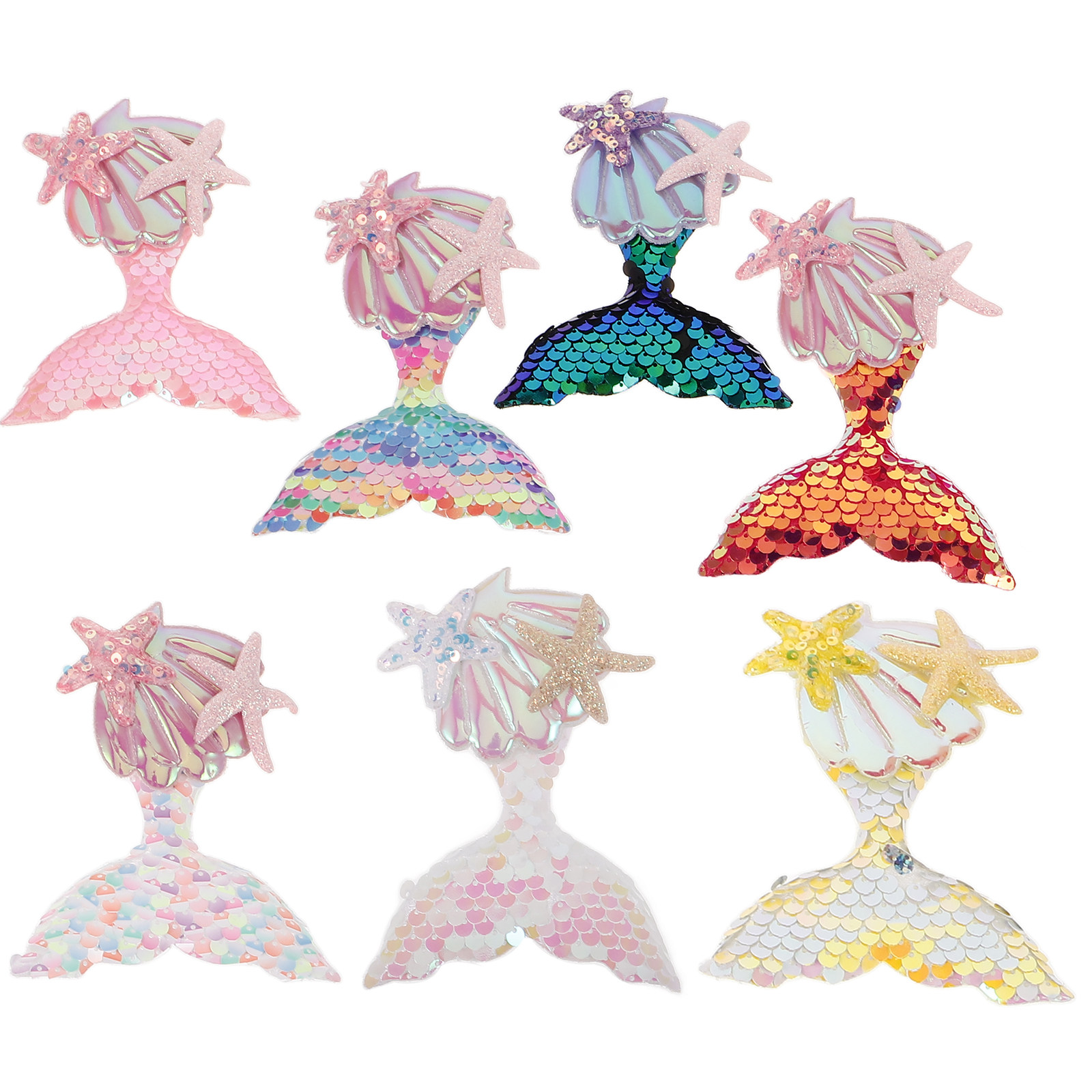 Embellishment Crafts - 7Pcs Mermaid Fabric Patches for Clothes