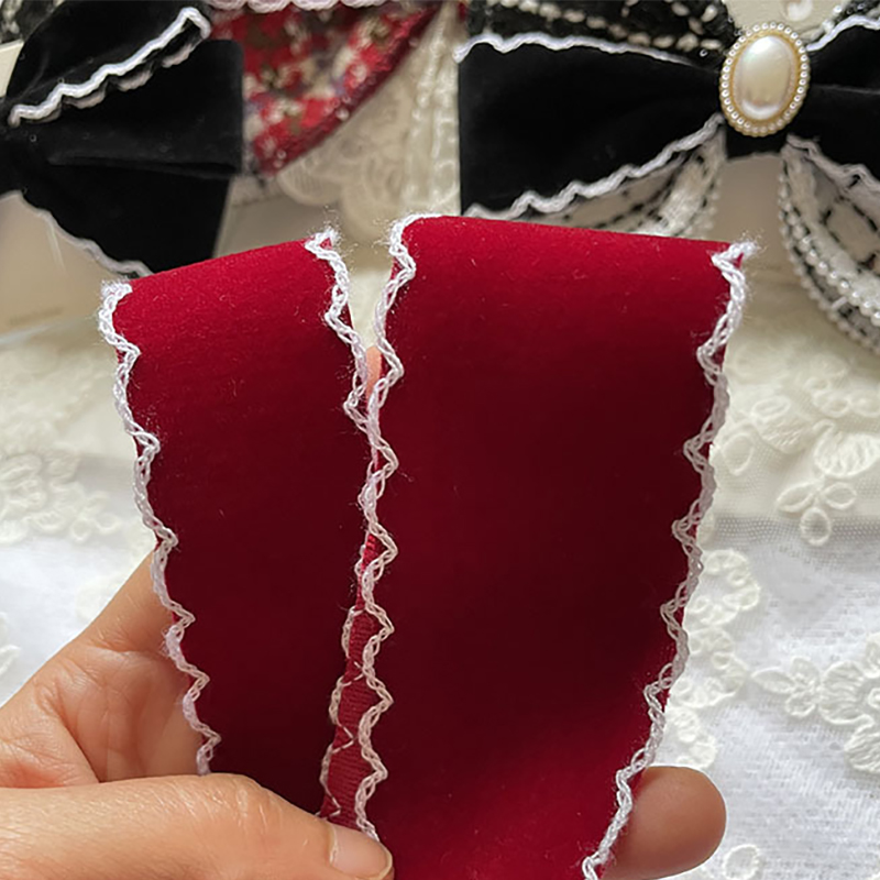 4cm 3cm Black Red Velvet Embro - Velvet Ribbon Roll recension och pris