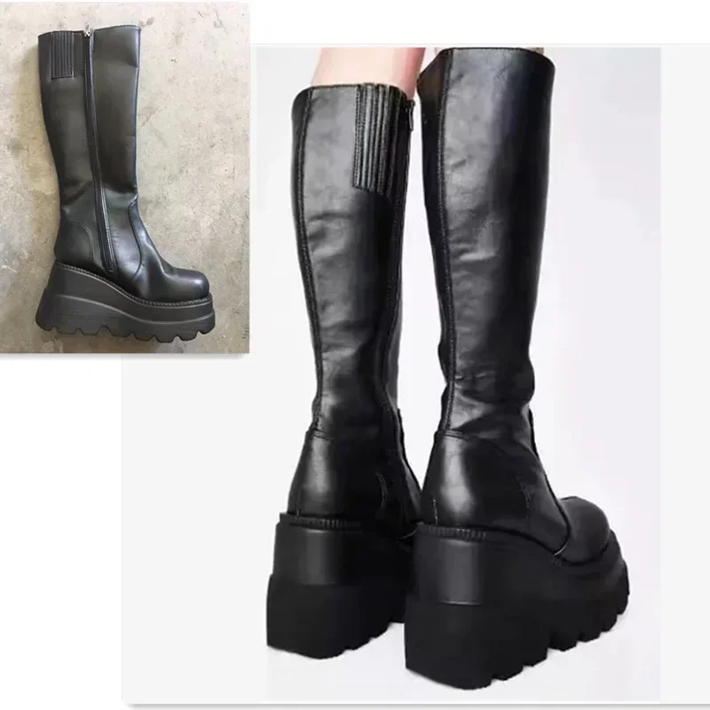 Punk Women Platform Boots Elas - Guipure Lace Panel recension och pris