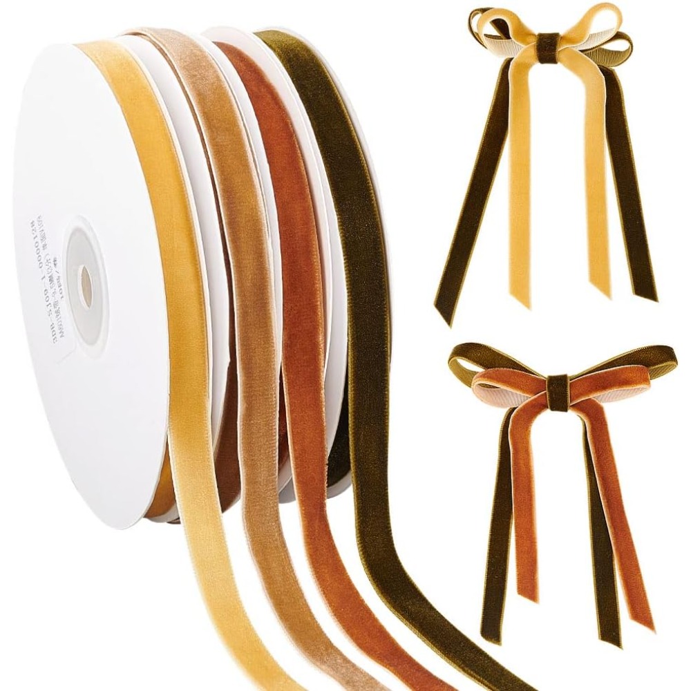 4 Rolls 4 Colors Single Face V - Velvet Ribbon Roll recension och pris