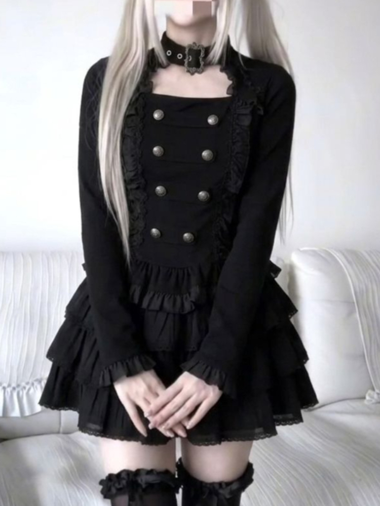 Gothic Harajuku Lolita 2-piece - Elastic Lace Trim recension och pris