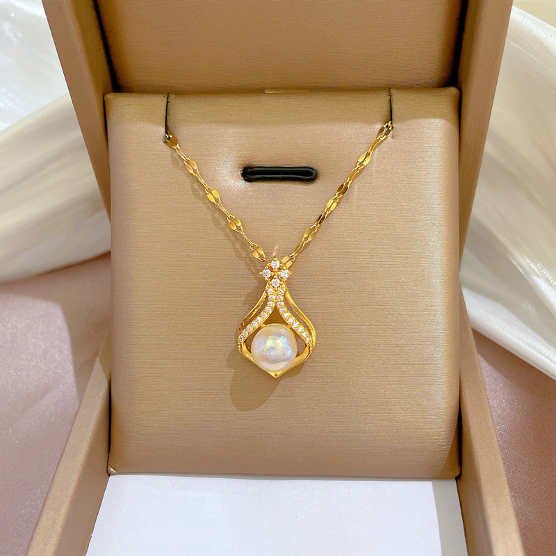 Elegant Women's K14 Gold Color - Pearl Trim Chain recension och pris