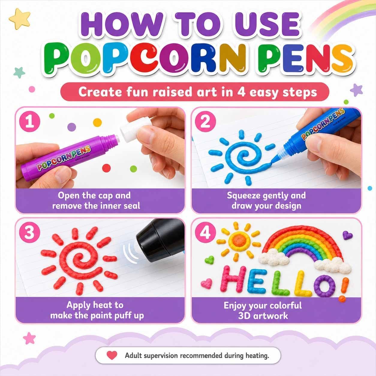 Magic Puffy Popcorn Pens 3D Pu - Copic Marker Sketch recension och pris