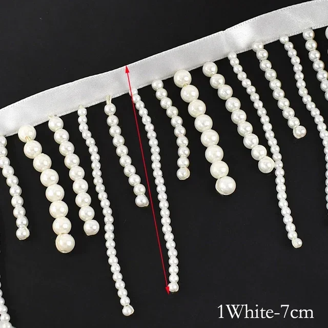 1/2Yards Pearl Beaded Tassel F - Beaded Trim Fringe recension och pris