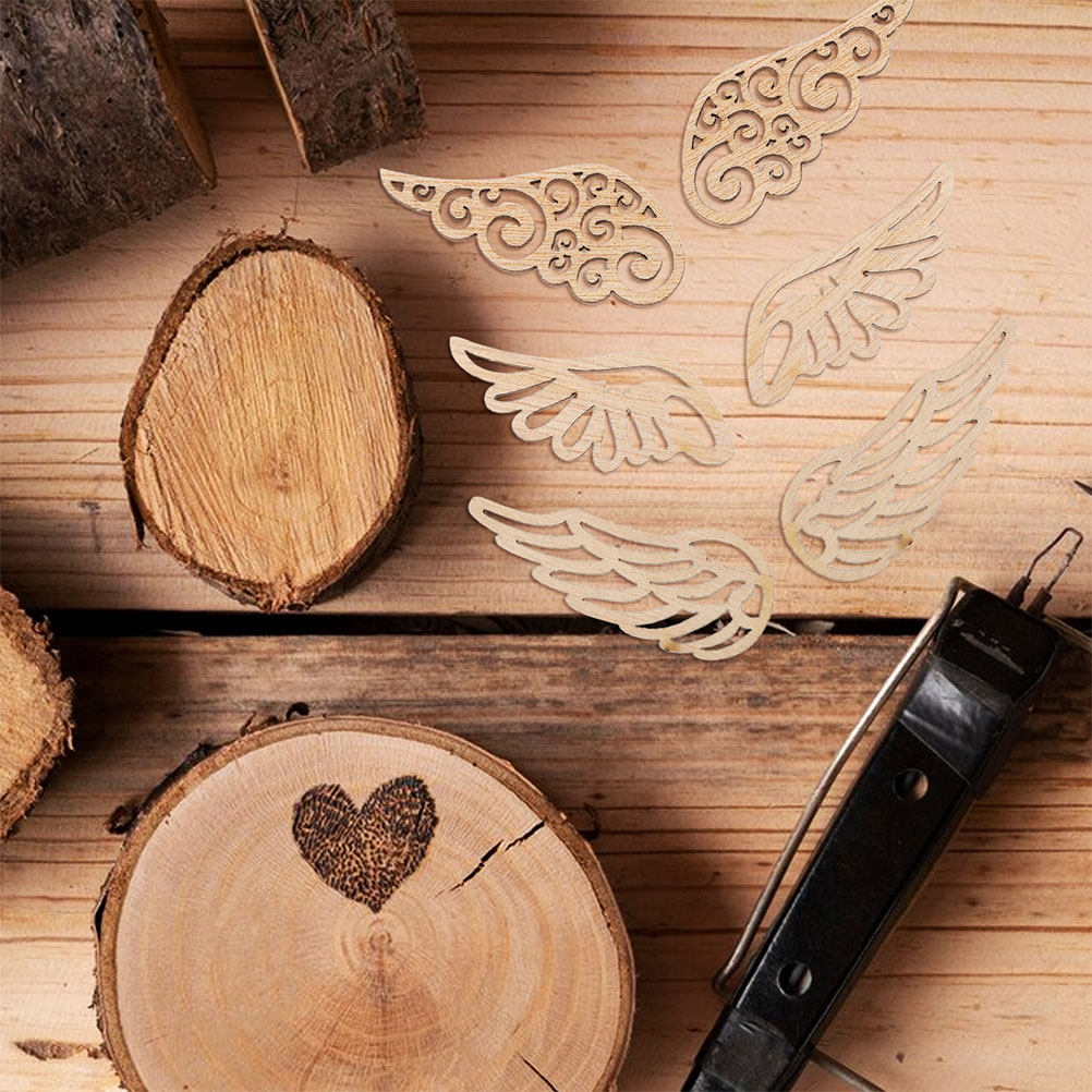 80Pcs Wooden Angel Wings Embel - Christmas Craft Embellishment recension och pris