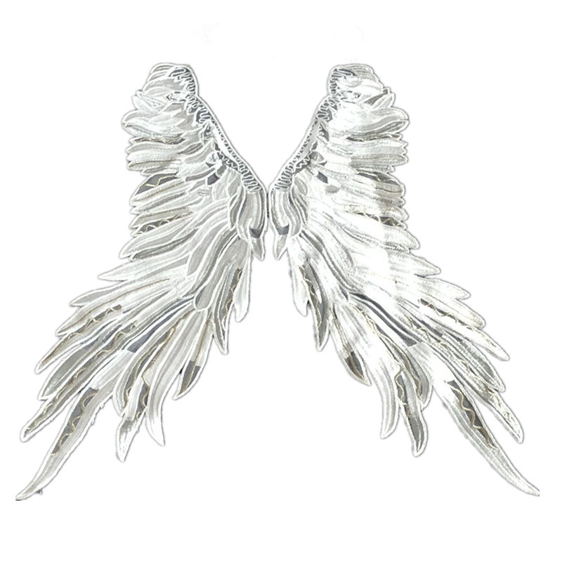 1 Pair White Embroidered Wing  - Guipure Lace Panel recension och pris