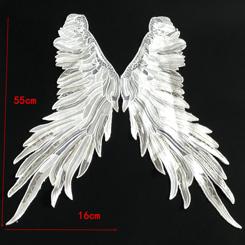 1 Pair White Embroidered Wing  - Guipure Lace Panel recension och pris